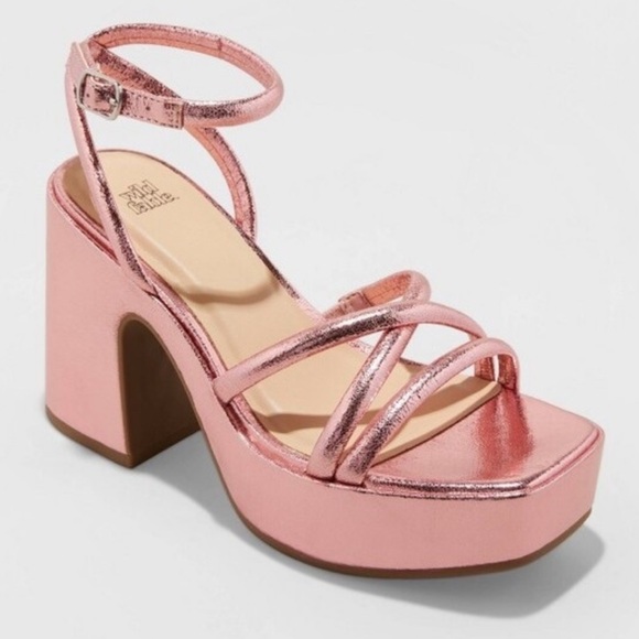 wild fable Shoes - wild fable Metallic Pink Strappy Platform Heels